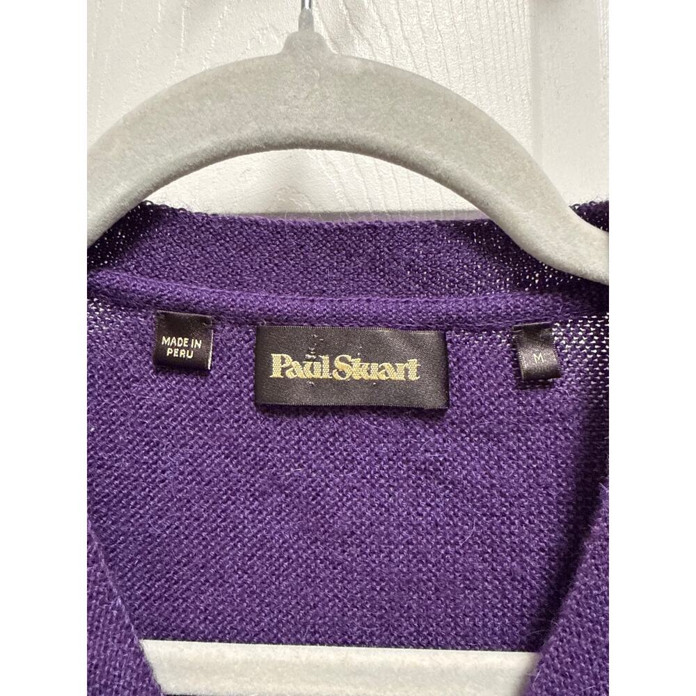 Paul Stuart Mens Royal Purple Alpaca Knit V Neck Long Sleeve Sweater Size Med - Picture 5 of 6